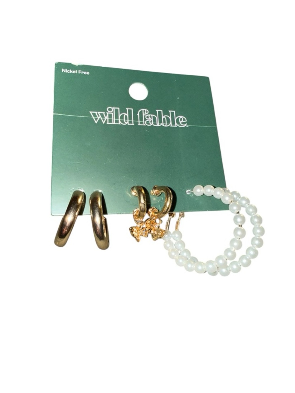 wild fable Gold and Pearl Multi-Pair Earring Set